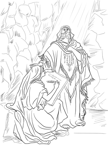 Baruch Writes Down Jeremiah'S Prophecy On A Scroll Coloring Page